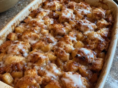 Final shot of Cinnamon Roll Apple Bake