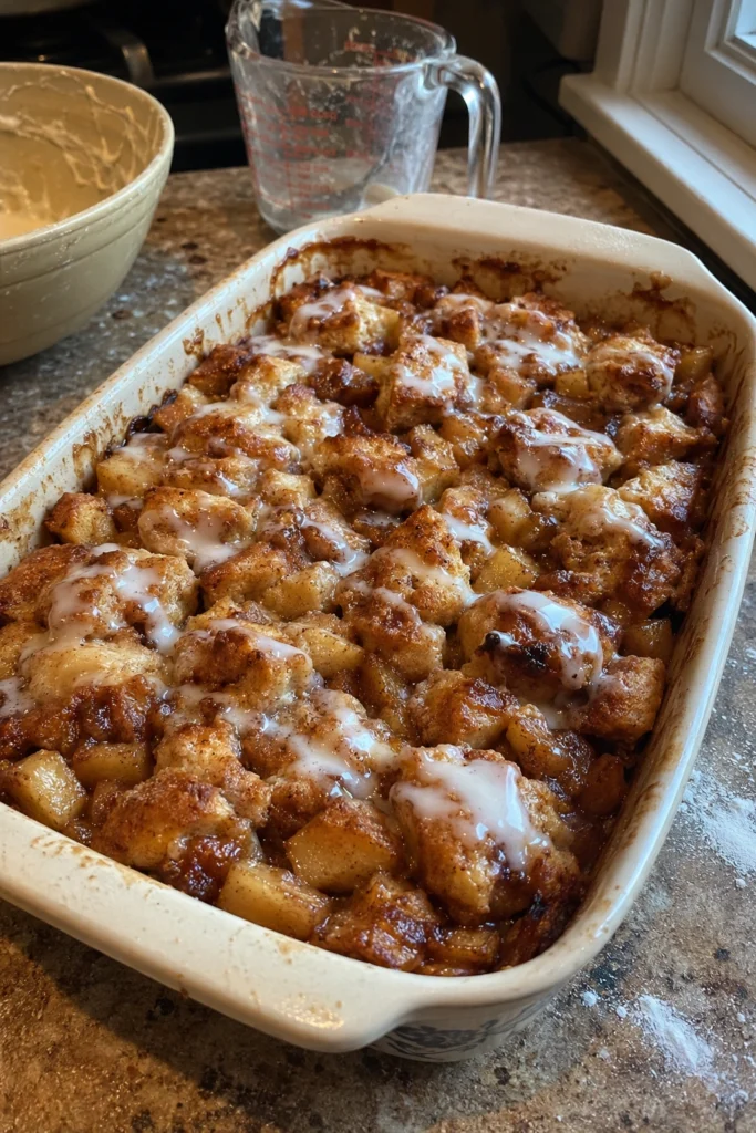 Final shot of Cinnamon Roll Apple Bake