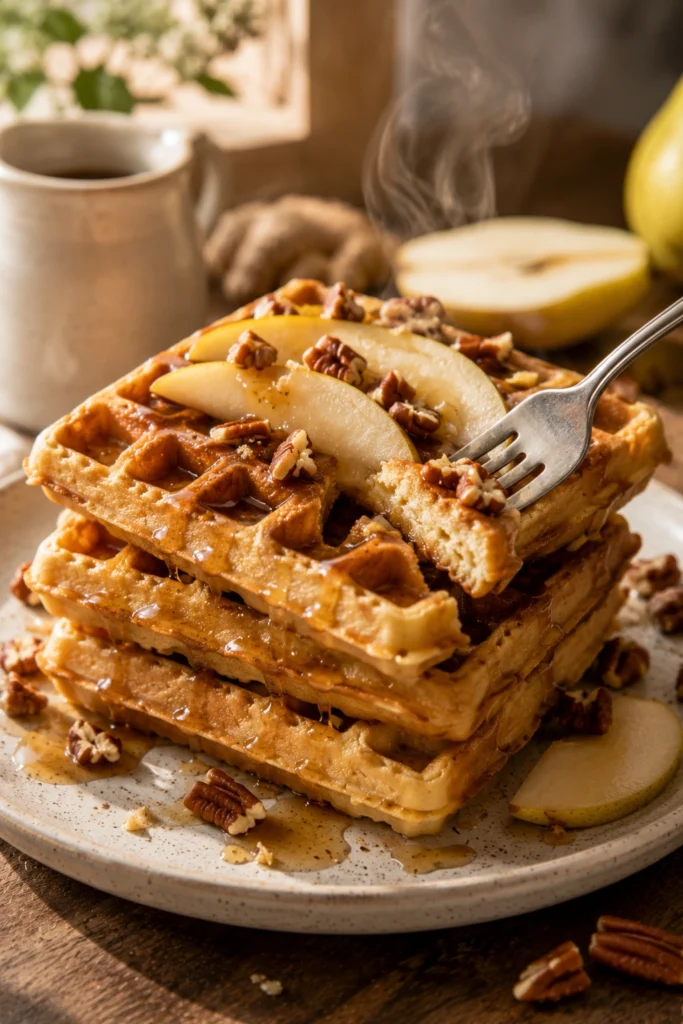 Vegan Pear-Ginger Waffles