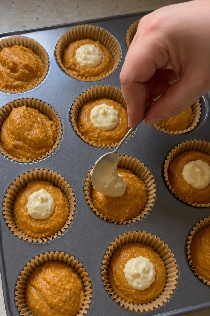 Pumpkin Cream Cheese Muffins process