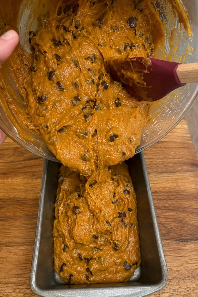 Process shot of Chocolate Chip Pumpkin Bread