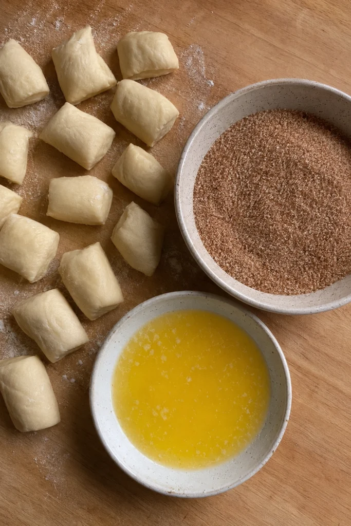 Ingredients shot of Cinnamon Sugar Pretzel Bites