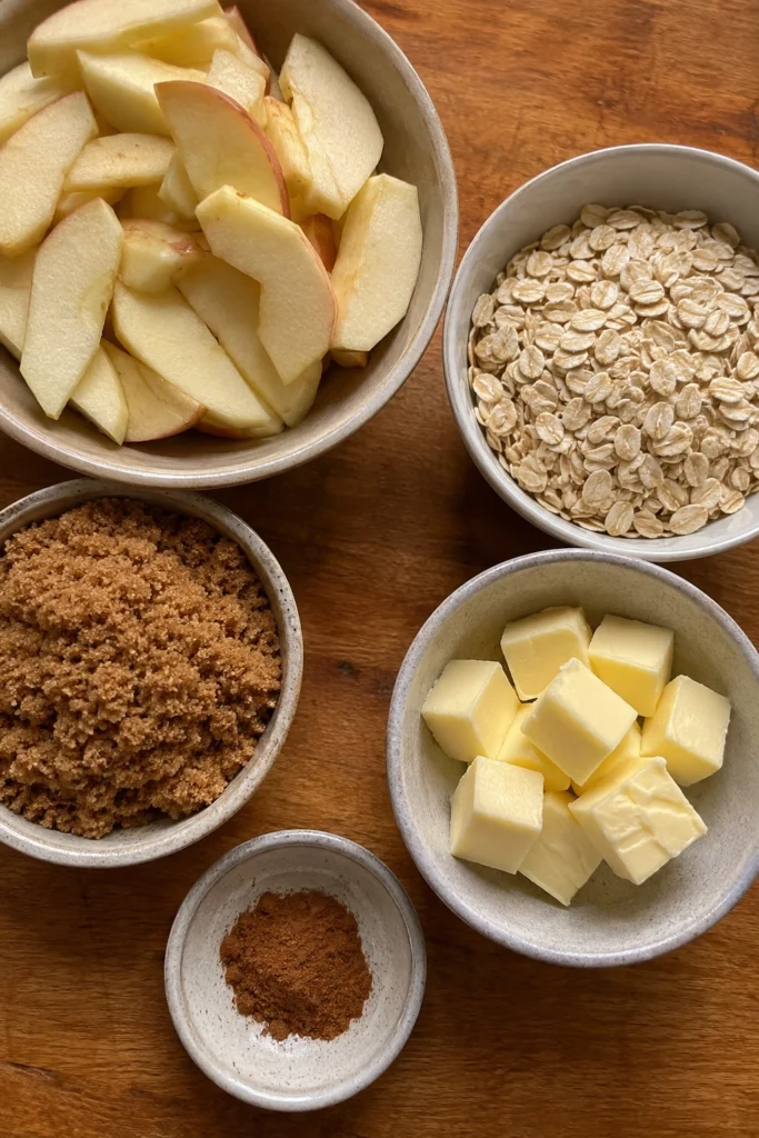 Ingredients shot of Apple Crisp for Two