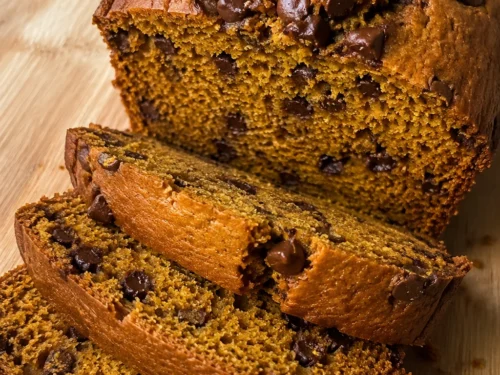 Final shot of Chocolate Chip Pumpkin Bread