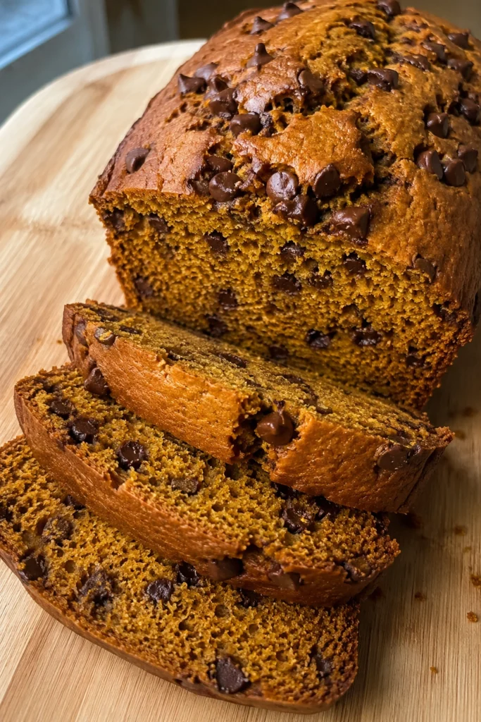 Final shot of Chocolate Chip Pumpkin Bread