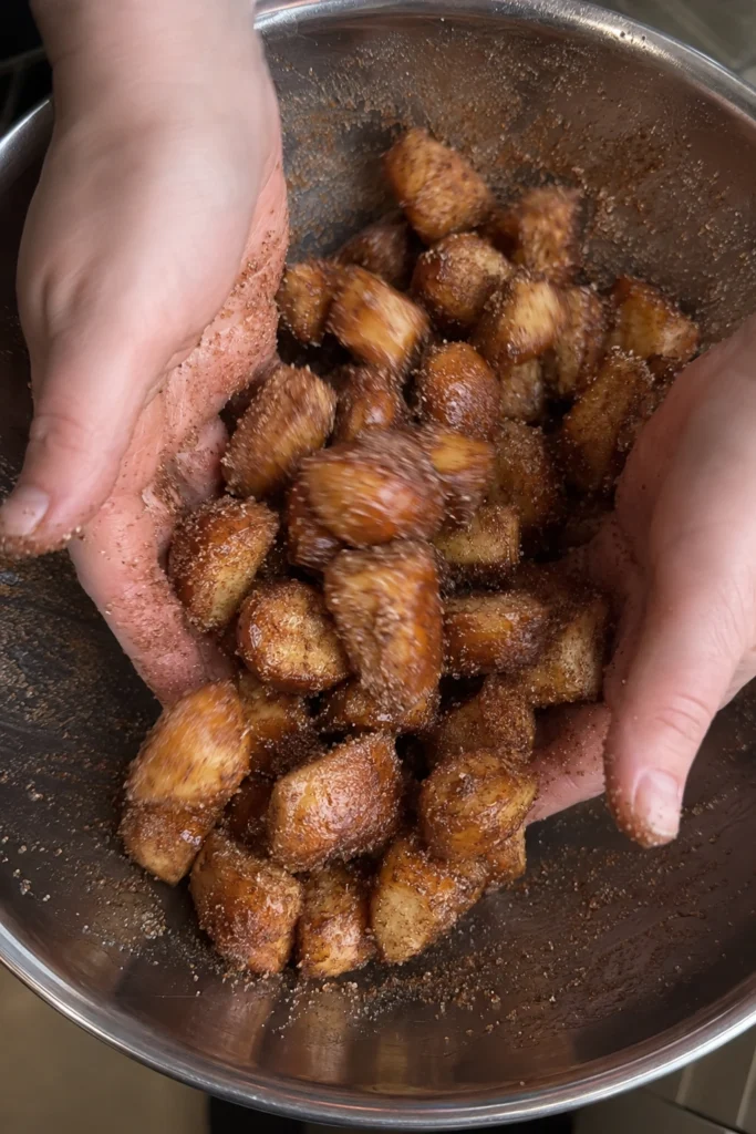 Process of Cinnamon Sugar Pretzel Bites