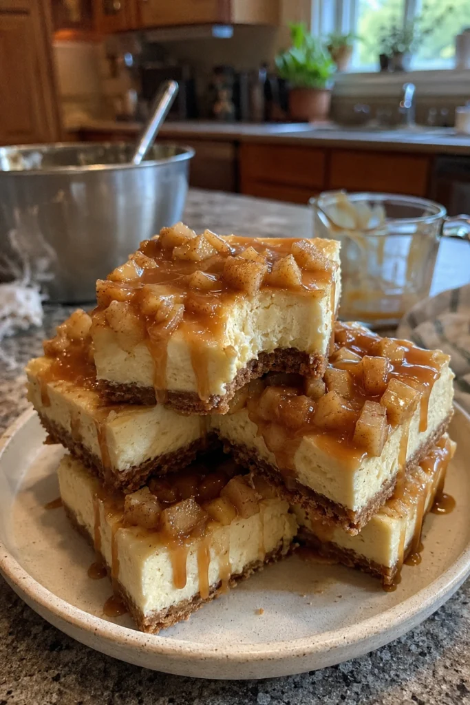 Final shot of Caramel Apple Cheesecake Bars