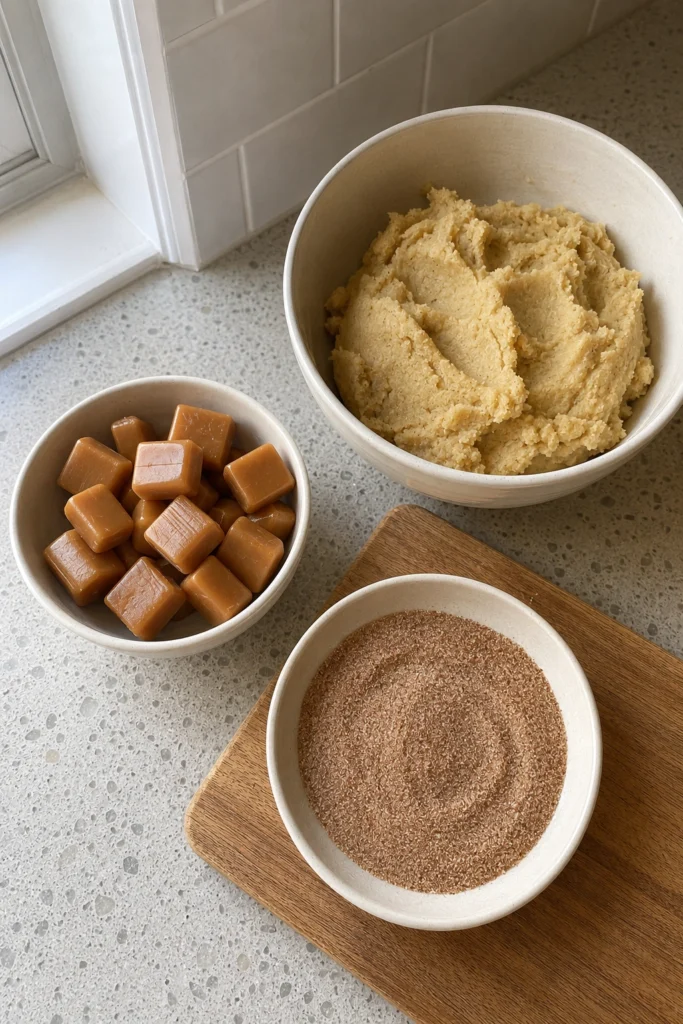 Caramel Stuffed Snickerdoodles ingredients