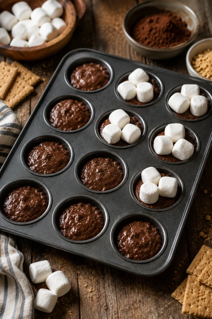 S'mores Brownie Bites Process