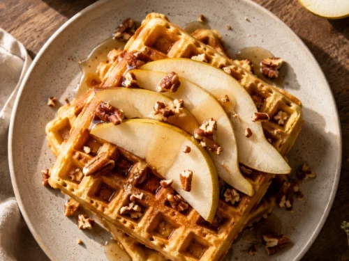 Vegan Pear-Ginger Waffles