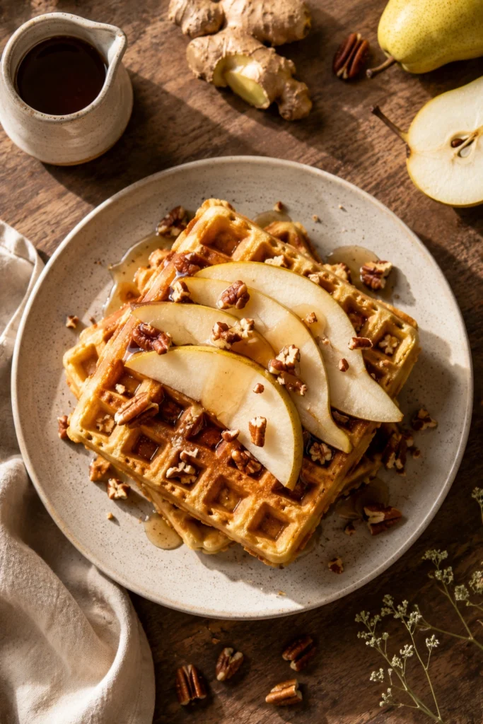 Vegan Pear-Ginger Waffles