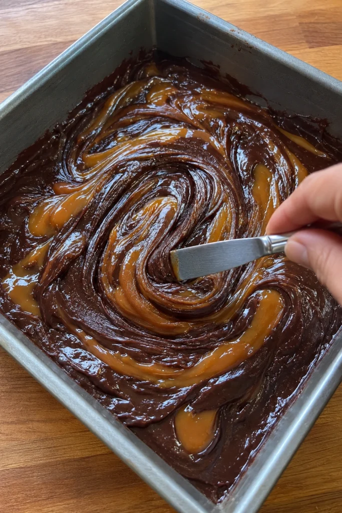 Salted Caramel Brownies Process
