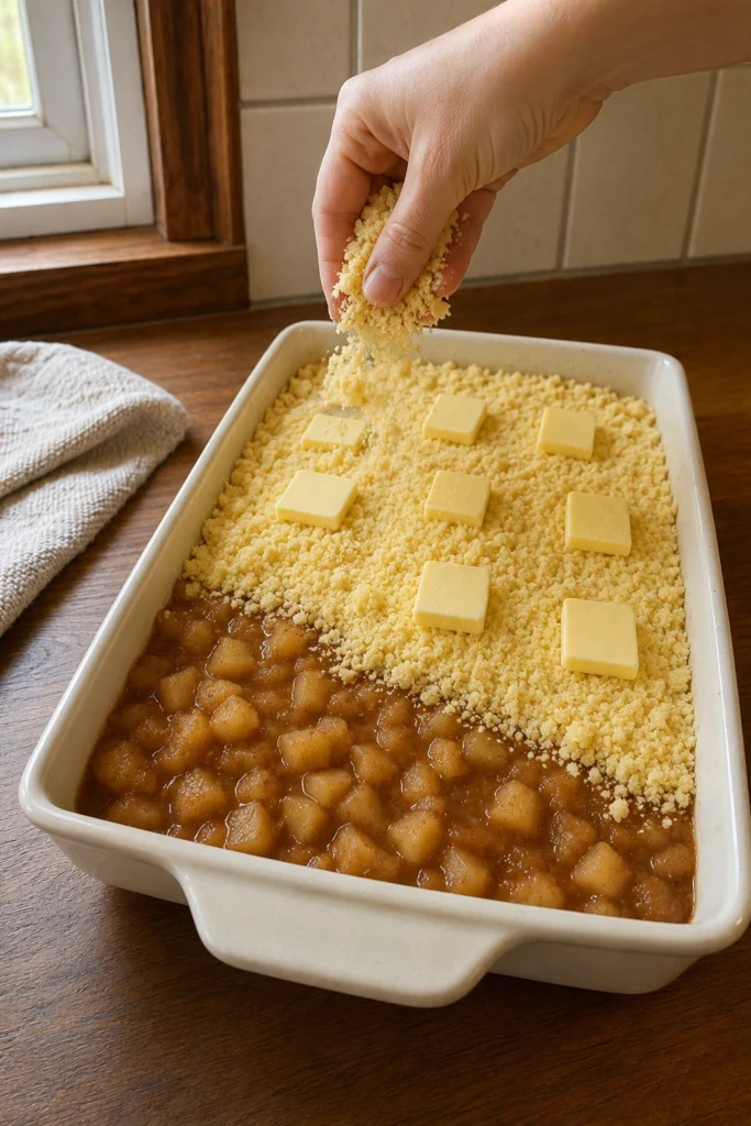 Apple Dump Cake process
