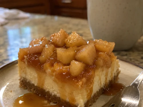 Hero shot of Caramel Apple Cheesecake Bars