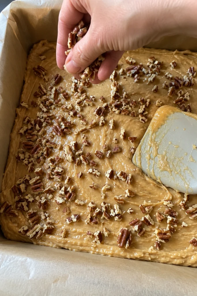 Process shot of Maple Pecan Blondies