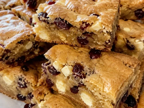 White Chocolate Cranberry Blondies Final shot