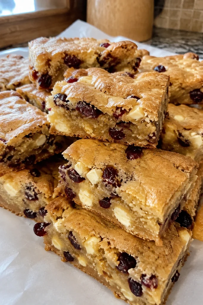 White Chocolate Cranberry Blondies Final shot