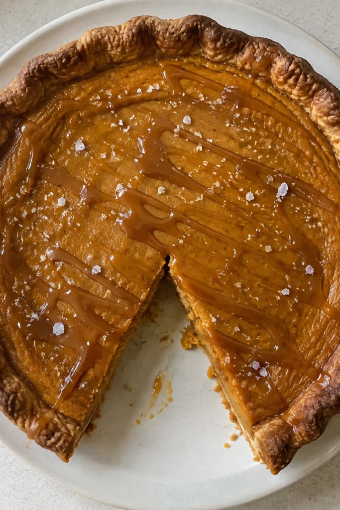Salted Caramel Pumpkin Pie final shot