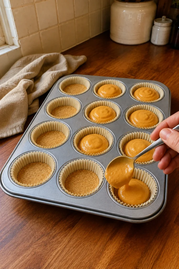 Mini Pumpkin Cheesecakes process