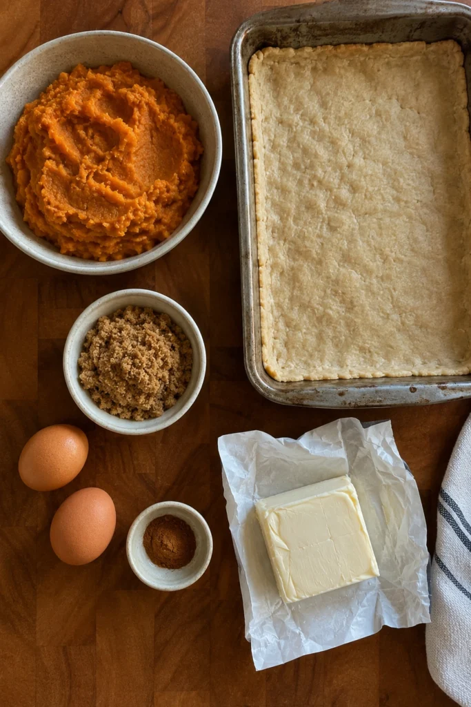 Sweet Potato Pie Bars ingredients