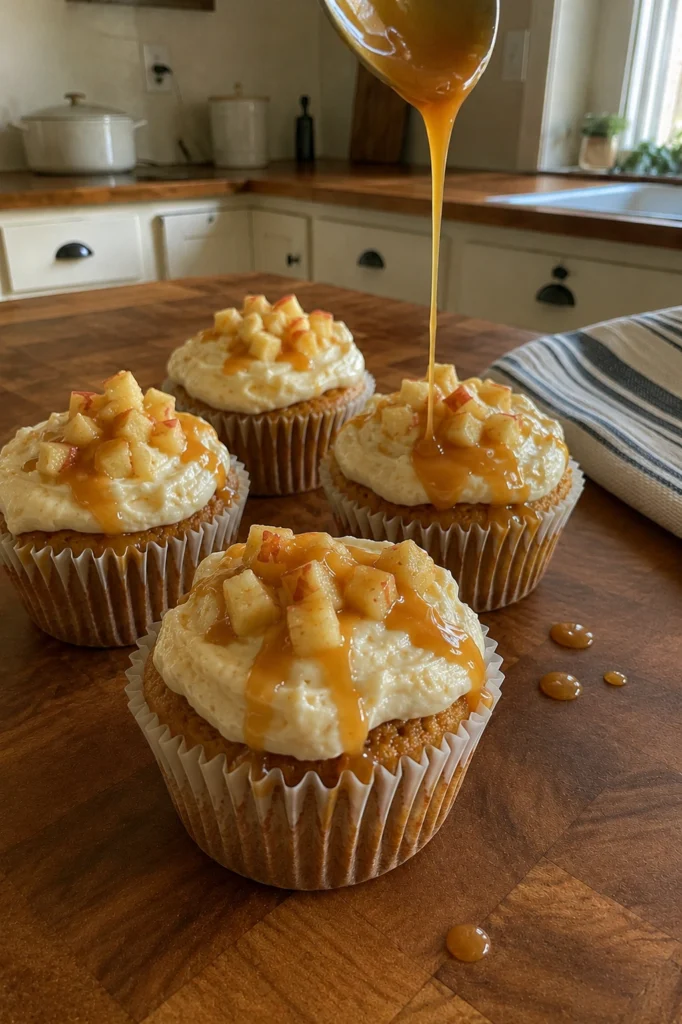 Caramel Apple Cupcakes process